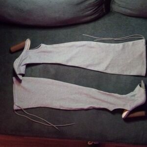 Public Desire Stella Peep Toe Over The Knee Boots Jersey Gray 5 -Size 5